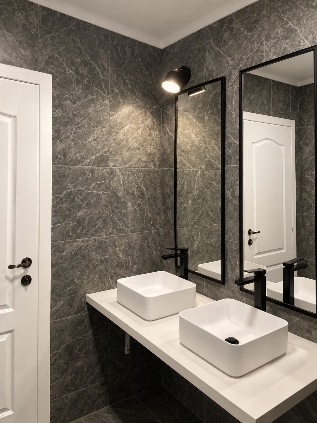 Modern small bathroom in shades of grey – an Art & Interiors interior design project